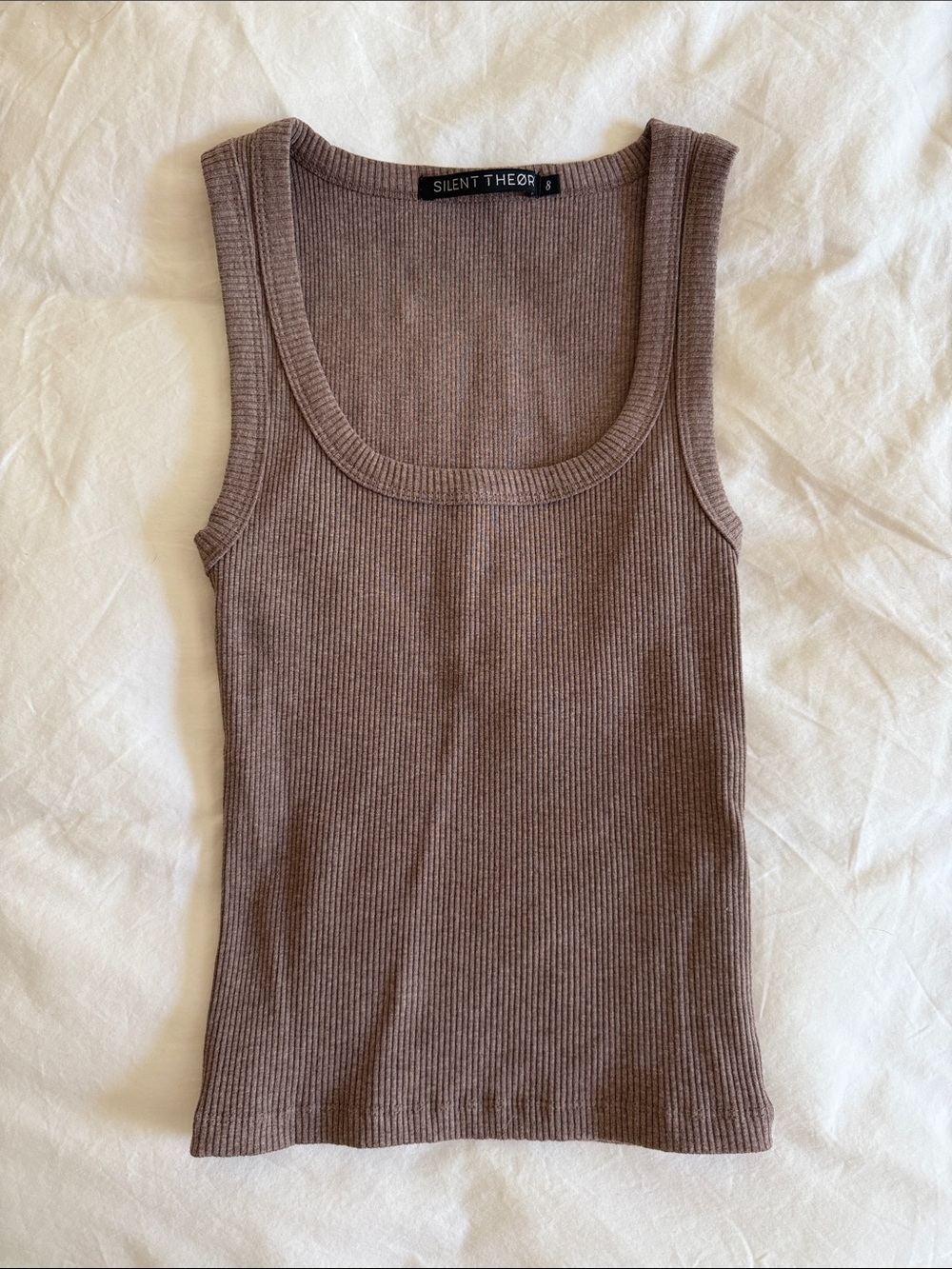 Taupe Ribbed Scoop Neck Tank